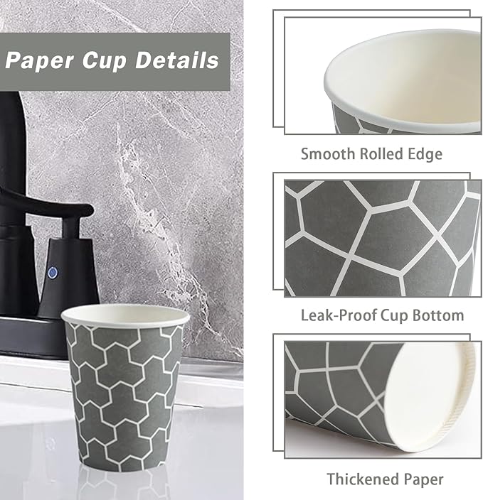 300 Pack 5 oz Paper Cups, Disposable Bathroom Cups Small Mouthwash Cups, Hot/Cold Beverage Drinking Mini Cup for Party, Picnics, Water, Snack
