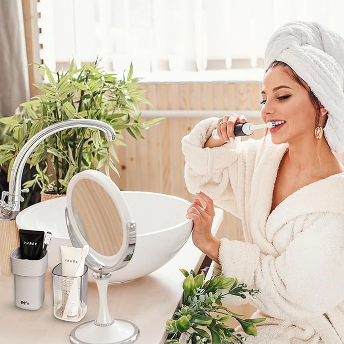 Portable Travel Toothbrush Case, Covered Toothbrush Cup Holders, Toothbrush and Toothpaste Travel Case, Toothbrush Storage Organizer Container for Traveling Bathroom(Grey)