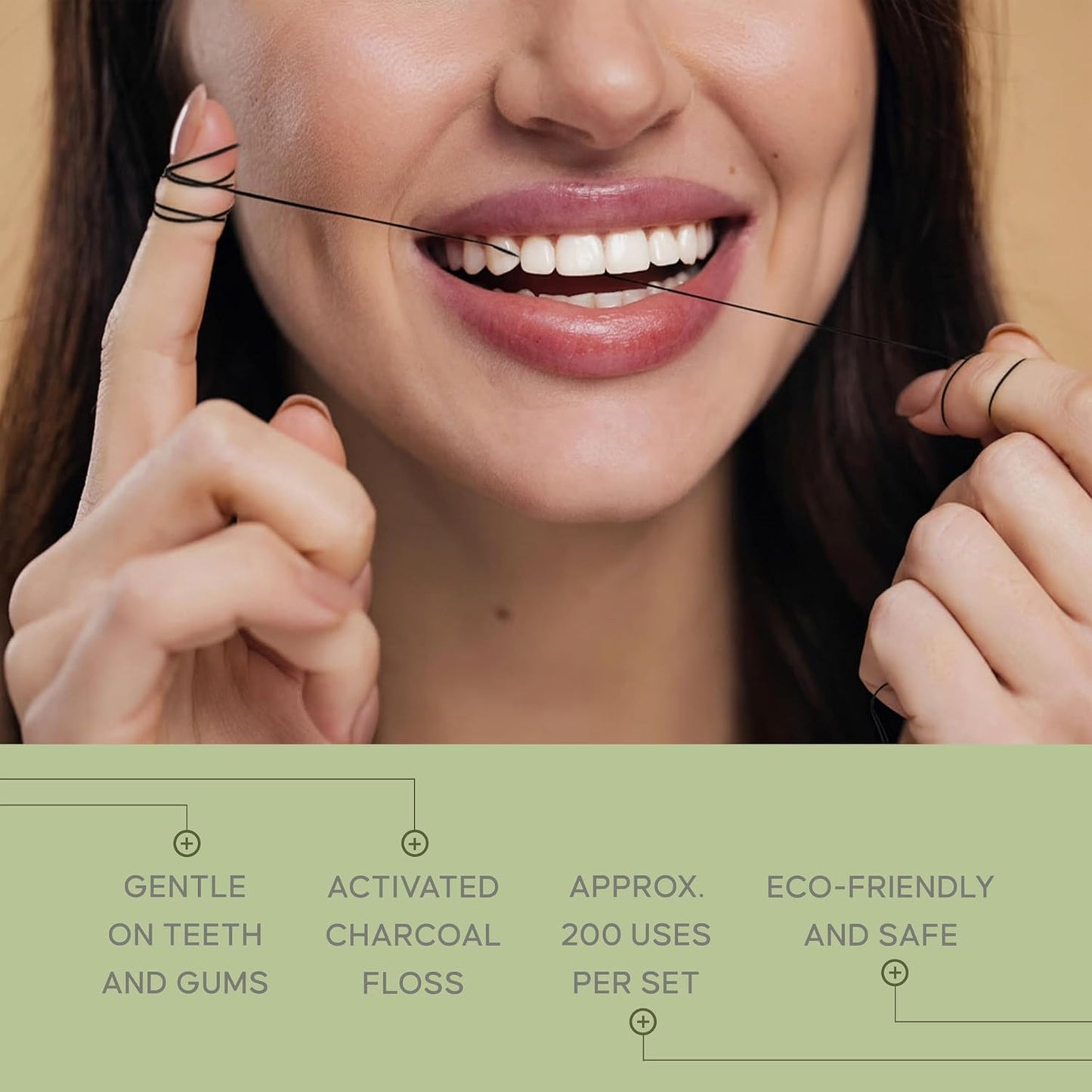 Eco-Friendly Bamboo Charcoal Dental Floss | Refillable Wide Glass Jar with Screw Lid + 50m Free Refill | 100m Total | Peppermint | Candelilla Wax | Zero Waste, Vegan | Flossers for Adults – Oral Care