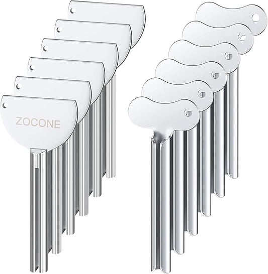 ZOCONE Toothpaste Squeezer, 12pcs Metal Tube Squeezer Key Stainless Steel Toothpaste Roller Tube Wringer for Paint, Cream, Cosmetic and Hair Dye(D)