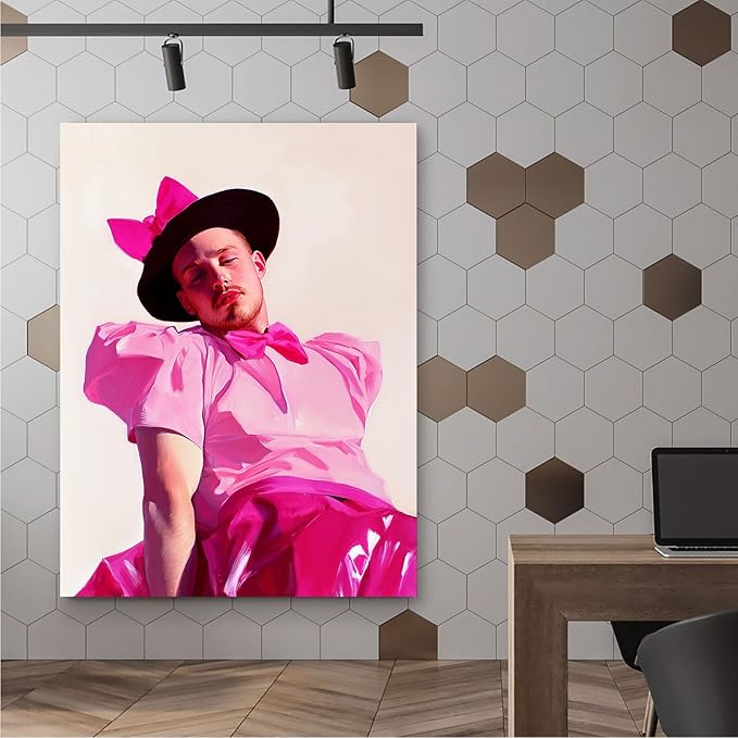 SchindlerBang Masculine Wall Art Decor,Vintage Style Oil Painting,Fashionable Man Canvas Print,Contemporary Home Gallery,12x16inch Framed Display Ready to Hang