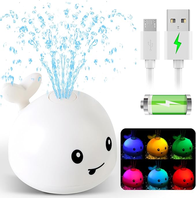Baby Bath Toys for Kids Ages 1-3, Christmas Stocking Stuffers 1 2 3 Year Boy Girl Gift, Whale Bath Toy Sprinkler Light up Bath Toys for Babies 6-12 Months, Toddlers Bathtub Toys Newborn Birthday Gifts