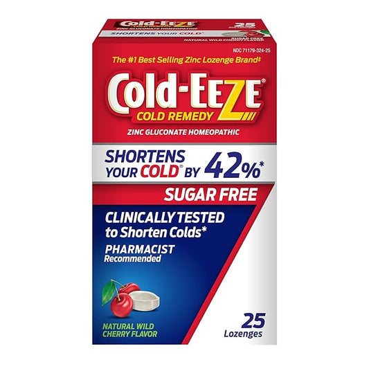 Cold-Eeze Sugar-Free, Natural Wild Cherry Zinc Lozenges, 25 Ct (Pack of 2)