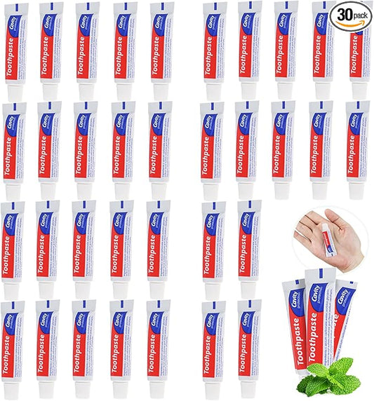 30 Tubes Bulk Travel Size Toothpaste,0.176 oz Extra Small Toothpaste Travel Size Bulk Mint Mini Disposable Toothpaste for Hotel,Guests,Homeless,Charity(Too Small, Only Good for Single Use)