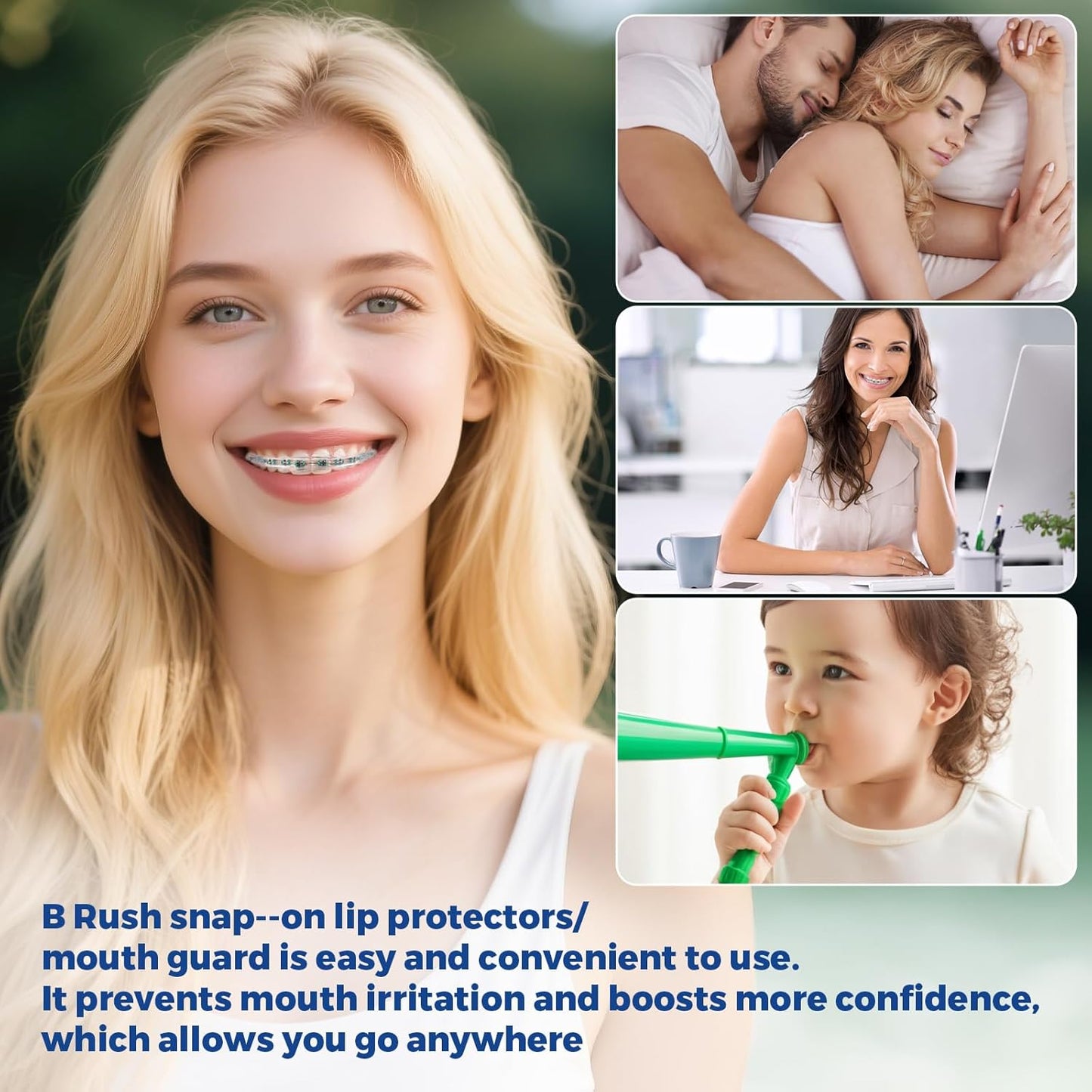 B Rush Comfort Cover for Braces -Orthodontic Lip Bumper, Lip Shield, Mouth Guard for Brackets, Wax Alternative-Dental Lip Protector