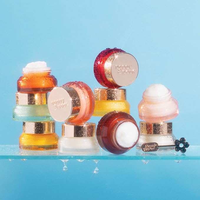 Poppy & Pout Pomegranate Peach Overnight Lip Mask – Natural Lip Care with Shea Butter & Beeswax – Cruelty Free, Recyclable Glass Jar (0.65 oz)