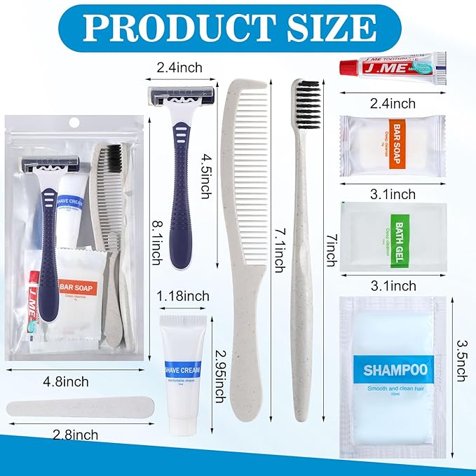 Suclain 96 Pack Hygiene Kits Bulk for Homeless Travel Size Toiletries and Dental Hygiene Kit Homeless Care Package Supplies Charity Donation Ready for Shelter Church Emergency Prep