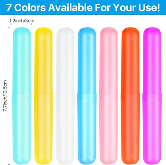 70 Pieces Travel Toothbrush Case, 7 Colors Portable Toothbrush Storage Holder Bulk Plastic Dust Proof Toothbrush Cover Protector Holder for Outdoor Trip Home Camping School
