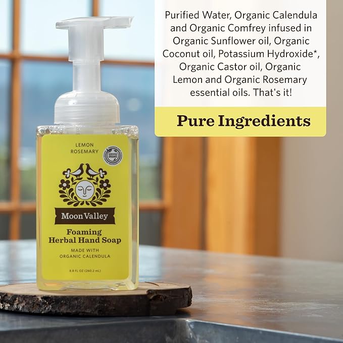 Moon Valley Herbal Foaming Hand Soap, Lemon Rosemary Two Pack, Vegan, Recyclable Bottle