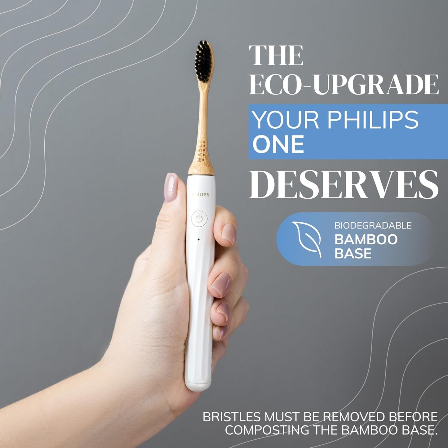 Bamboo Electric Toothbrush Heads | Compatible with Philips One Electric Toothbrush | 4 Brush Heads with Soft Bristles | Plant-Based Adult Size Replacement Heads