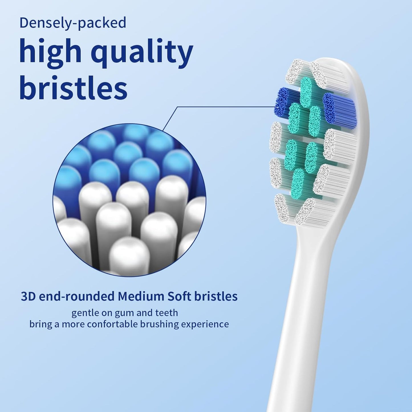 TAWEE Electric Toothbrush Replacement Heads Compatible with Philips Sonicare Click-On Handles Medium Soft End-Rounded Bristles for Plaque Control Travel case10 Pack
