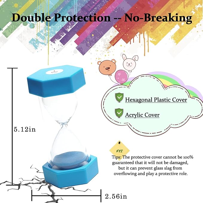 10 Minutes Sand Timer, Hourglass Timer, Sand Clock for Kids, Colorful Sand Watch, Sandglass Timer, Visual Timer for Home Office Kitchen Decor (Blue)