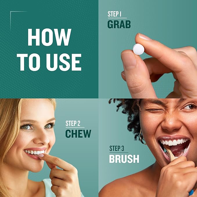 Ruut Toothpaste Tablets, Hydroxyapatite Remineralizing Eco Friendly Tablets, Fluoride Free Travel Tooth Tabs for Sensitive Teeth, Chewable Toothpaste Bites, Peppermint - 1 Month