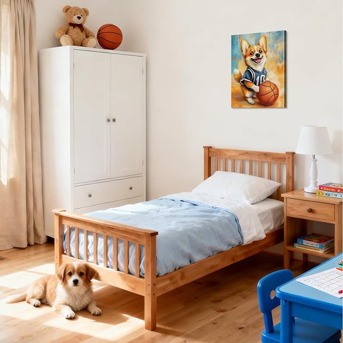 YOUHONG Animal Art Animal Canvas Wall Art Dog Poster with Inner Wooden Frame - Lightweight, Sports Wall Decor for Bedroom & Living Room Decoration Ready to Hang (12x15.7 Inches)