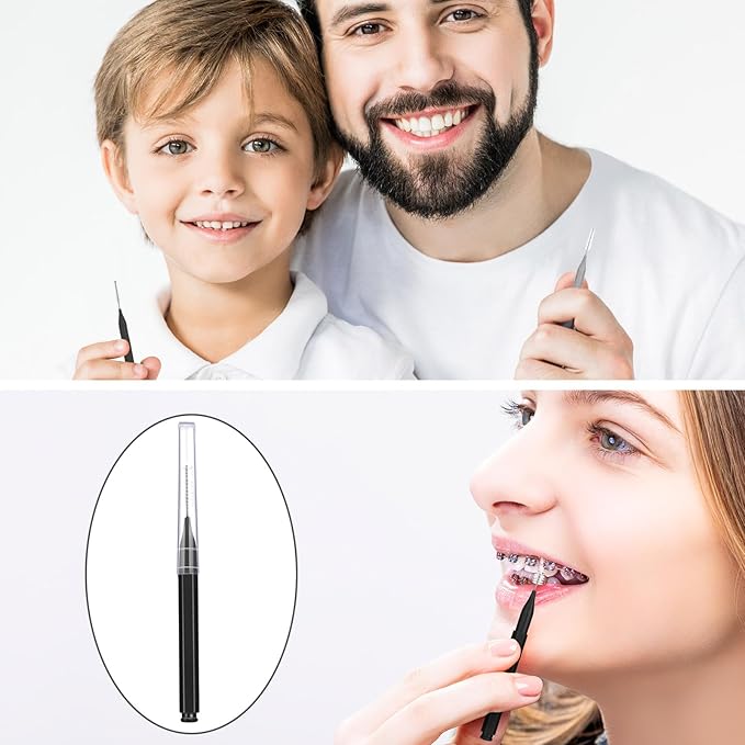 Patelai 50 Pieces Interdental Brush for Cleaner Braces Brush Toothpick Dental Tooth Flossing Head Oral Dental Hygiene Flosser Toothpick Cleaners Tooth Cleaning Tool(Black, White, Gray)
