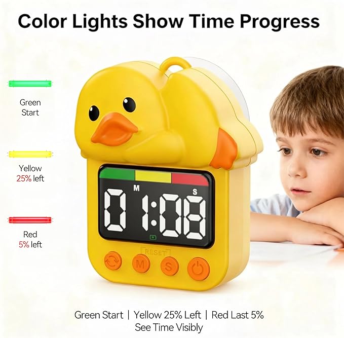 Doli Yearning Duck Shower Timer for Kids Waterproof Quacking Shower Clock Bathroom Magnetic Charging