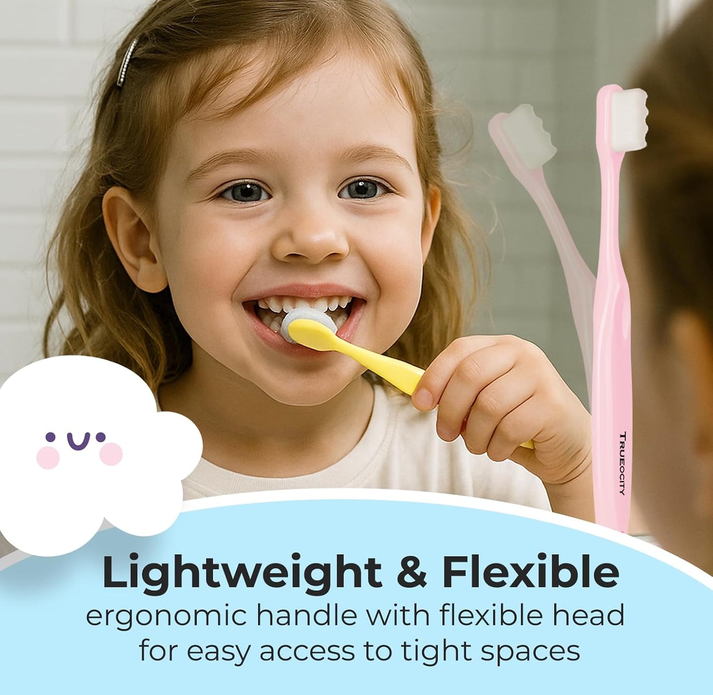 Toddler toothbrush age 2-4, Nano Toothbrush Kids Soft Nanobrush - 20,000 Bristles, Nano Brush for Gentle Care, Baby & Toddler Ages 4-12, 3 Pack Colors (Yellow, Orange, Pink), Perfect for Small Hands