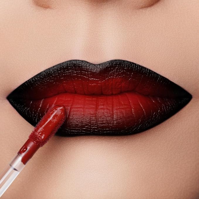 Oulac Red Black Purple Christmas Lipstick Set for Women, Matte Liquid Lipstick Long Lasting High Impact Creamy Matte Lip Gloss, Rich Colour Formula with Vitamin E & Rose Oil