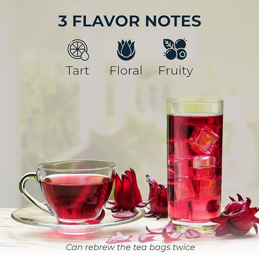 INJOY YOUR VITALGRI:N Roselle Hibiscus Tea Bags - 55 Count (+5 Tea Bags), Bamboo Tong Included - 4.16 oz, Re-Steep Red Artichoke Tea Herbal Blend, Vitamin A, C, D, Detox, Support, Atiso