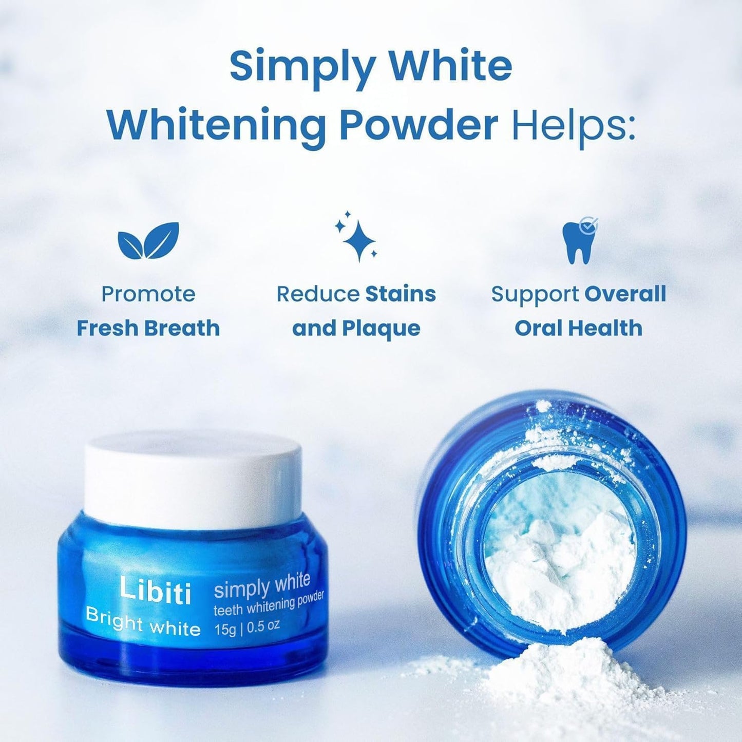 Teeth Whitening Powder Toothpaste, Brightening Whitening Powder, Removes Teeth Stains, Suitable for Tea Stains, Coffee Stains, Yellow Teeth Caused by Smoking