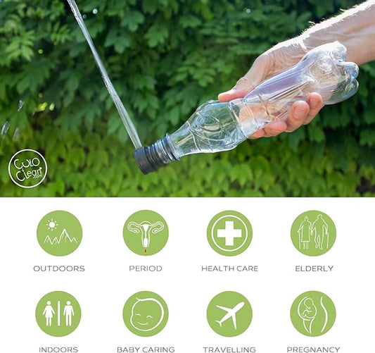 CuloClean Portable Bidet for Toilet, Travel, Hiking or Camping. Compatible with Every Bottle. Ultralight (12g, 0.42 oz). (CuloClean, 1pcs Black)