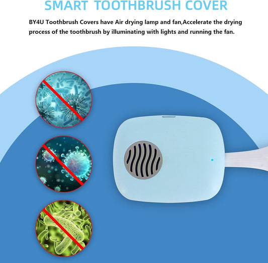 Mini Travel Toothbrush Cover with Air Drying Fan, Toothbrush Travel Case with Drying Lamp Rechargeable Portable Toothbrush Container Toothbrush Holder (Blue)
