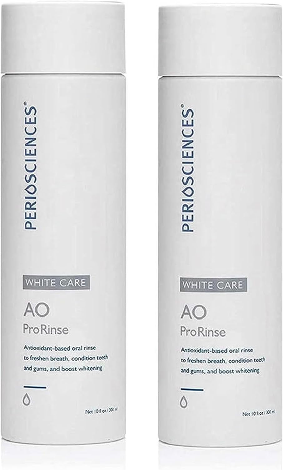 PerioSciences AO ProRinse White Care Whitening Mouthwash with Essential Oils and Antioxidants - Alcohol Free Mouthwash for Post-Whitening Enamel Protection, 10 fl oz/300ml Pack of 2