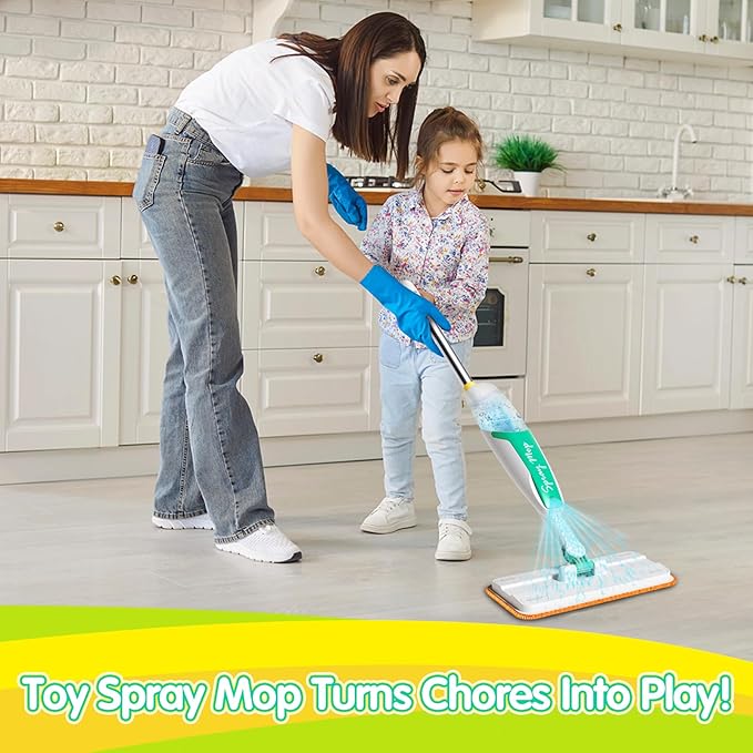 EP EXERCISE N PLAY Kids Spray Mop - Toddler-Size Cleaning Toy Set - Small Mop for Kids That Really Spray - Mini Toddler Mops - Montessori Toys for Toddlers Girls Boys 3 4 5 Years Old