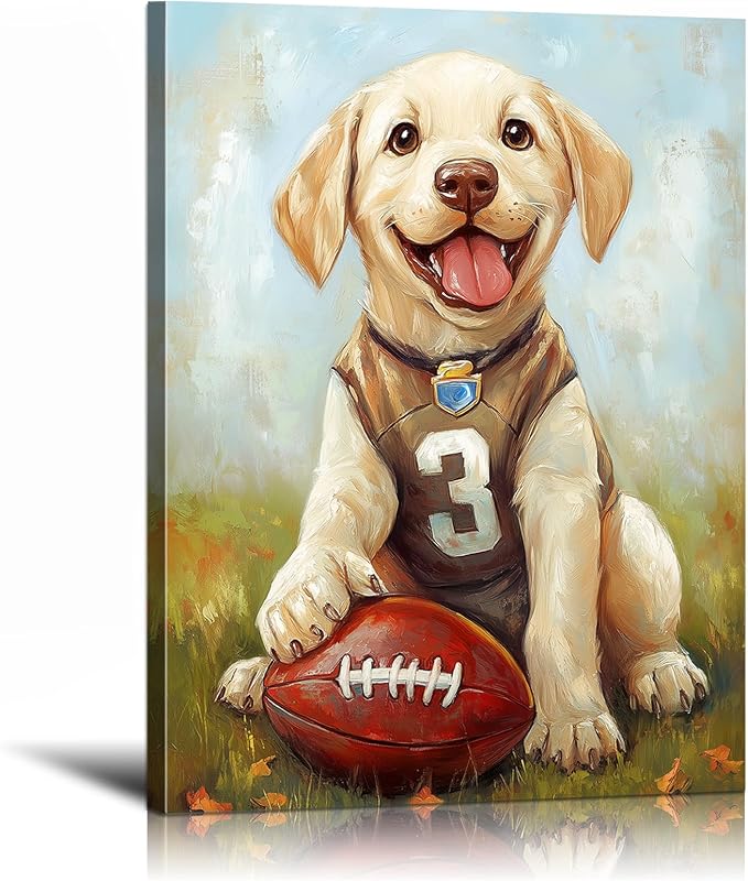 YOUHONG Animal Posters Animal Canvas Wall Art Dog Art with Inner Wooden Frame - Lightweight & Easy to Hang, Sports Wall Decor for Boys Bedroom & Living Room Decoration (12x15.7 Inches)