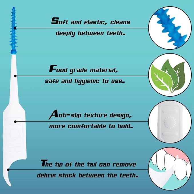 Interdental Brushes, Silicone Braces Cleaning Picks Disposable Teeth Cleaners, 300 Count (3 Pack)