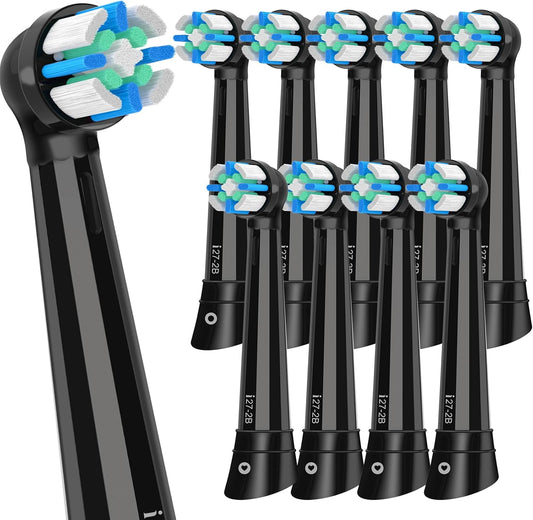 10 PCS IO Replacement Heads Compatible with Oral B IO 2/3/4/5/6/7/8/9/10/Deeep Clean Electric Toothbrush, Toothbrush Brush Heads Compatible with Oral B IO for Teeth Clean (Black)