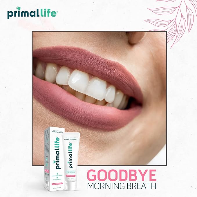 Primal Life Organics Premium Dirty Mouth Mineral Toothpaste - Nano-Hydroxyapatite, Colloidal Silver, Charcoal - Organic, All Natural Whitening Formula (Bubblegum Flavor, 4oz)