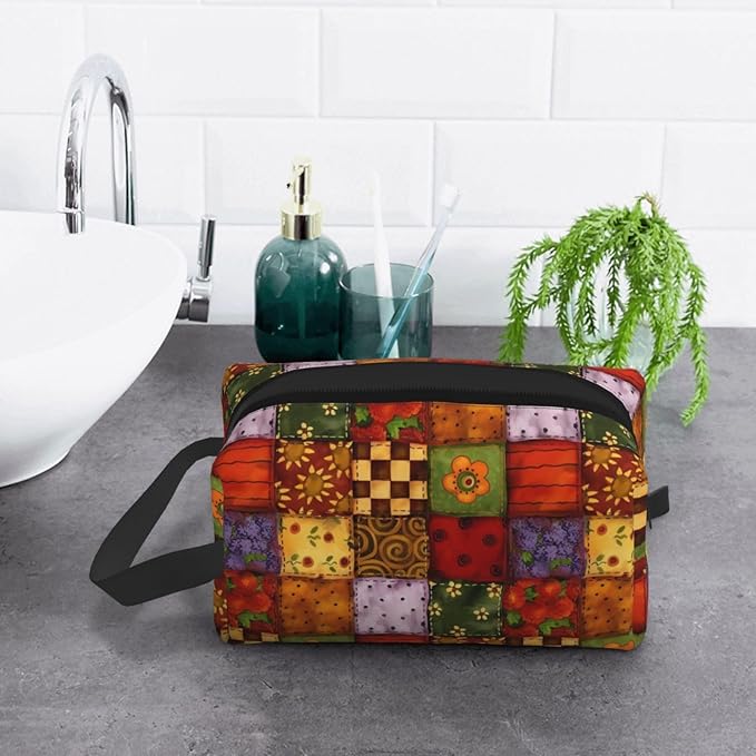 Classic Country Floral Toiletry Bag for Women Men Portable Travel Wash Bag Waterproof Gym Shaving Toiletries Cosmetic Organizer Bag, Shower Bathroom Toiletries Accessories Makeup Bag with Handle