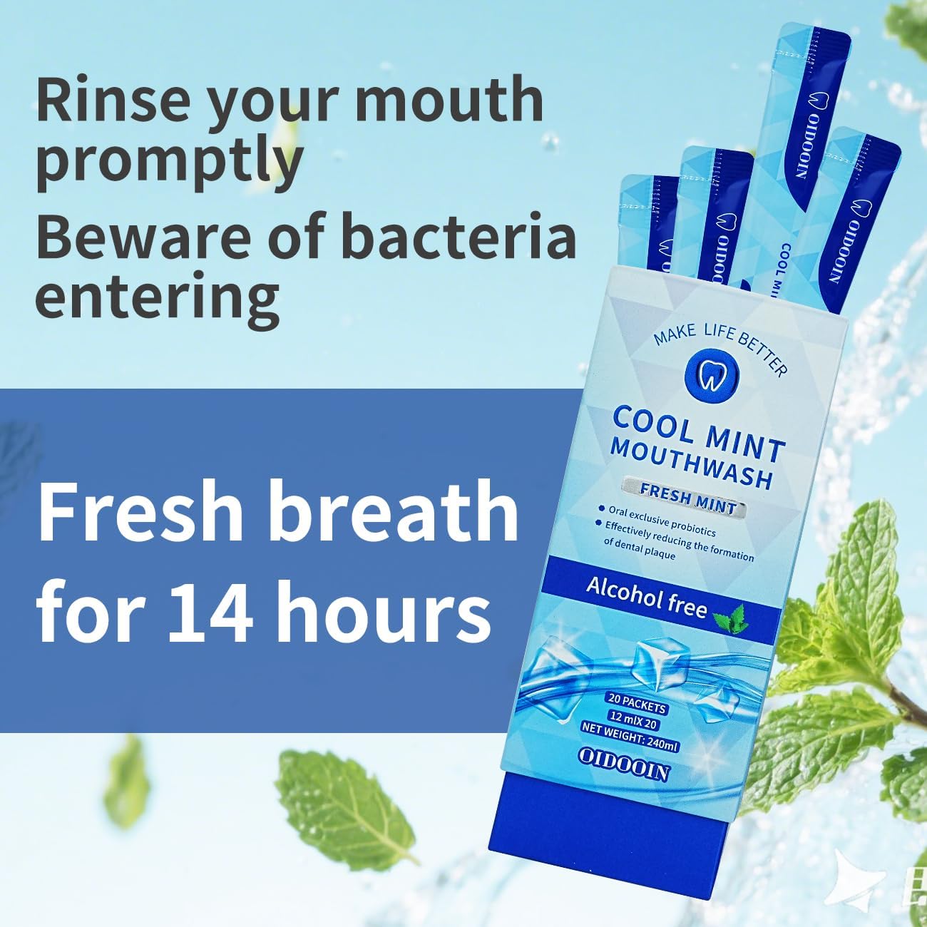 Travel Size Mouthwash, Alcohol-Free and Fluoride-Free, Probiotics for Fresh Breath and Dry Mouth Relief, Freshens Breath for 12 Hours – 40 Strips, 0.41Fluid Ounces Each