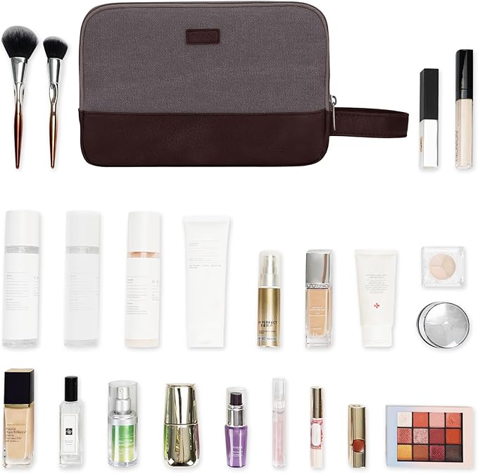 WANDF Travel Toiletry Bag for Men Large Toiletries Shaving Bag Water Resistant Hanging Dopp Kit Travel Accessories Bag for Women Men (Taupe)