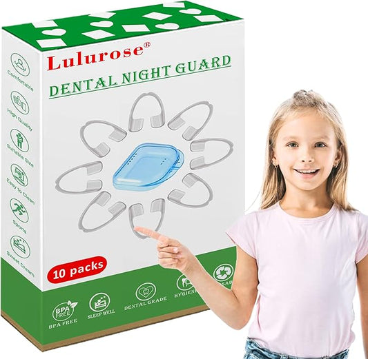 Kids Mouth Guard for Grinding and Clenching Teeth with Portable Hygiene Case | BPA Free, Disposable & Ready to Use - No Need to Boil/Mold | Comfort-fit Mouth Night Guard 10 Count