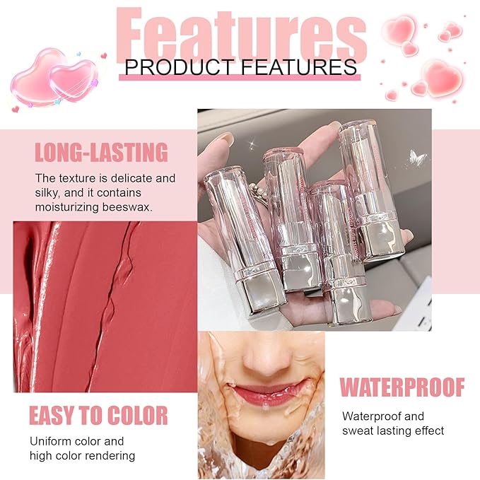 Pink Honey Tinted Lip Stain Lip Balm Lip Gloss Lipstick, Sheer Hydrating Lip Stains Tint, Moisturizing Lip Color for All Skin Tones, Nourishing Lip Balm with a Hint of Natural Black Cherry Tint (Pink)