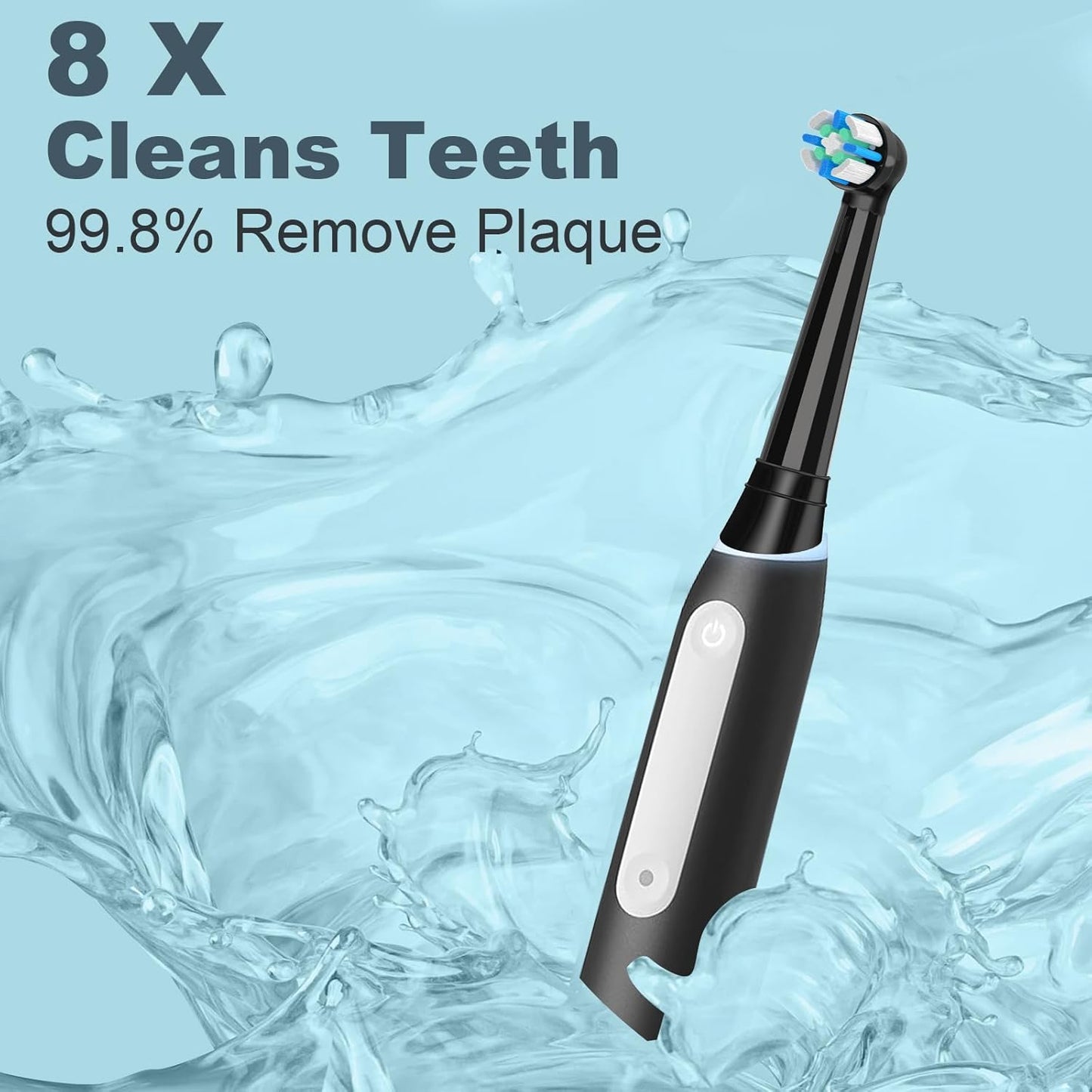 8 Pack Replacement Heads Compatible with Oral B IO 2/3/4/5/6/7/8/9/10/Deep Clean Series Electric Toothbrush, Brush Heads Refill Compatible with Oral B IO for Teeth and Gums Care (Black)