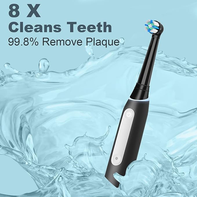 8 Pack IO Replacement Heads Compatible with Oral B IO 2/3/4/5/6/7/8/9/10/Deep Clean Series Electric Toothbrush, Brush Heads Refill Compatible with Oral B IO for Teeth and Gums Care (Black/White)