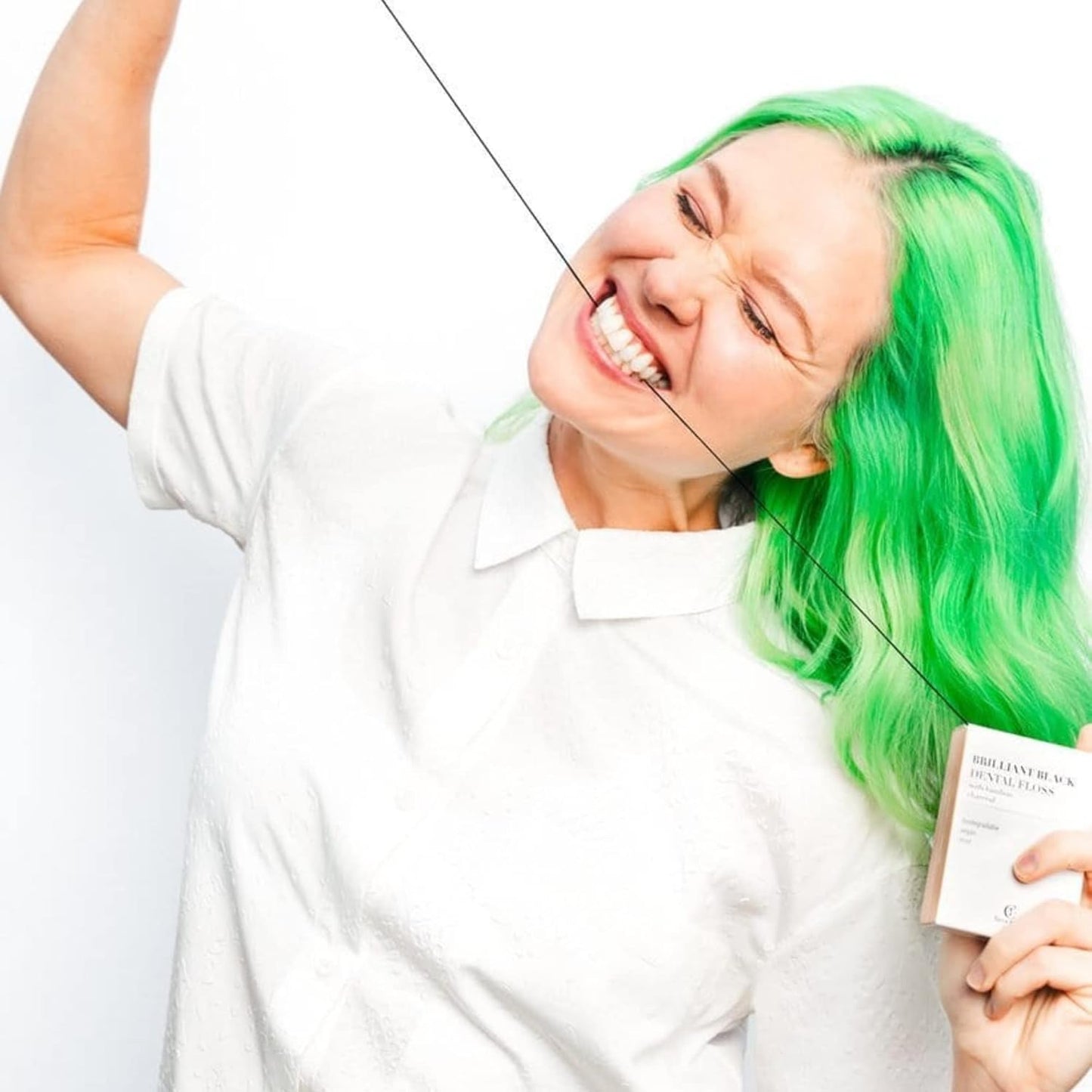 Terra & Co., Brilliant Black Dental Floss (32 Yards) | Organic Teeth Whitening Products | All Natural, with Activated Bamboo Charcoal | Vegan & Cruelty Free | Luxury Dental Care