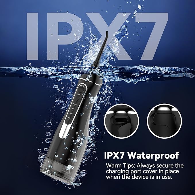 Water flossers for Teeth Pick, Portable Oral Irrigator Dental with 4 Modes 5 Jet Tips, IPX7 Rechargeable Water Tooth Flosser for Braces Sensitive Gum Care，Home Travel Use