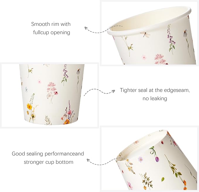 Crisky 150 Pack Paper Bathroom Cups 3oz Disposable, Elegant Design Floral Small Mouthwash Cups, Hot/Cold Beverage Coffee, Dessert for Birthday Parties, Home-use, Picnics, Ceremonies Any Events