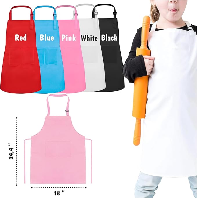 Personalized Kids Apron for Cooking, Kids Chef Hat and Apron, Toddler Aprons for Baking Crafting, Christmas Gifts for Children, Birthday Gifts for Boys and Girls
