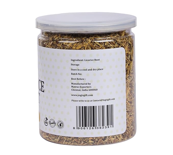 Licorice Root 4oz, Cut and Sifted, 100% Pure & Natural Dried Licorice Root, Premium Quality, Ideal for Tea, Herbal Blends, and Wellness Uses - By Yogi’s Gift®