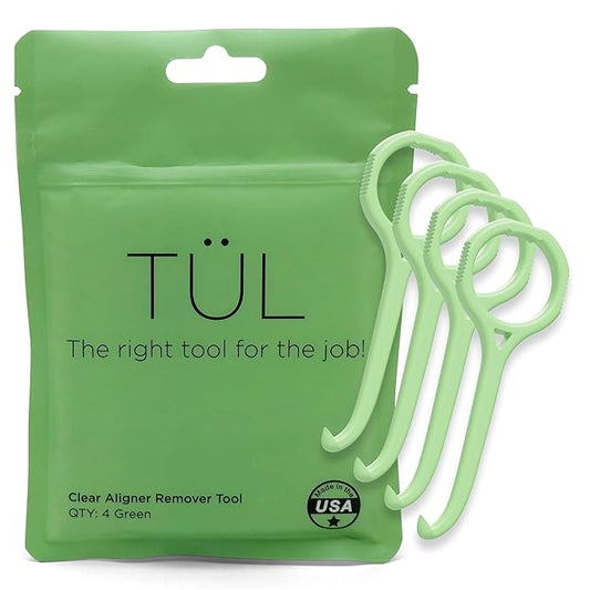 TÜL | Only Invisalign Remover Tool Made in the USA | Lifetime Replacements | Ortho Recommended Aligner Remover Tool & Retainer Remover Tool | Green 4 Pack | Top Invisalign Accessories