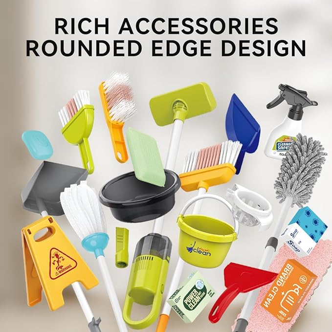 Toddler Cleaning Set，Kids Cleaning Toy Set，New 29-Piece Detachable Kids Cleaning Set for Toddlers - Pretend Play Educational Cleaning Carts (red)