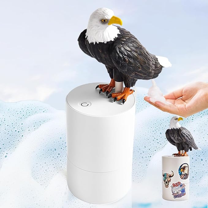 Fun Animal Series Foam Soap Dispenser-Shiba Inu,Pigeon,Shaped Foam Hand Washer,Automatic Soap Dispenser for Bathroom & Kitchen, Hilarious Gift for Kids, Adults (White-Headed Eagle Series)