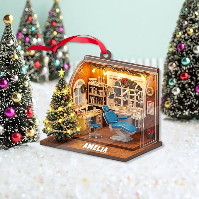 Custom Dentist Christmas Ornaments, Personalzied Christmas Dental Gifts, Custom Dentist Ornaments, Personalized Hanging Decor Dental Gifts 01