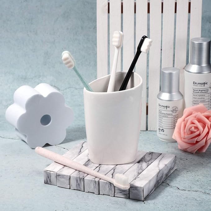 Boao 4 Pieces Extra Soft Toothbrushes for Sensitive Gums with 20000 Micro Nano Bristle for Adult Pregnant Gum Recession Elderly Braces, Protect Fragile Gums(Black, White, Green, Beige)