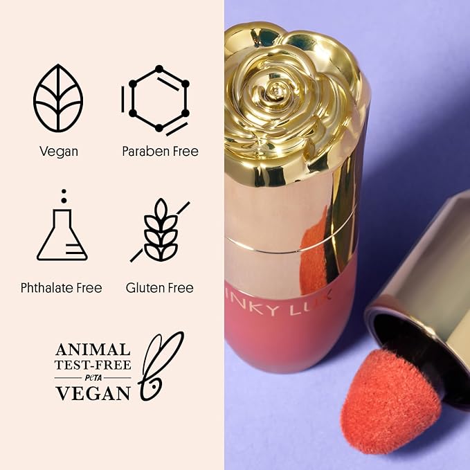 Winky Lux Cheeky Rose Liquid Blush - Gel Cream Makeup with Buildable Color and Lightweight Velvet Finish, Long-Lasting Deep Coral Shade, Darling